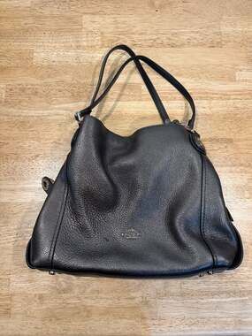 Coach Edie Metallic Graphite Leather Handbag